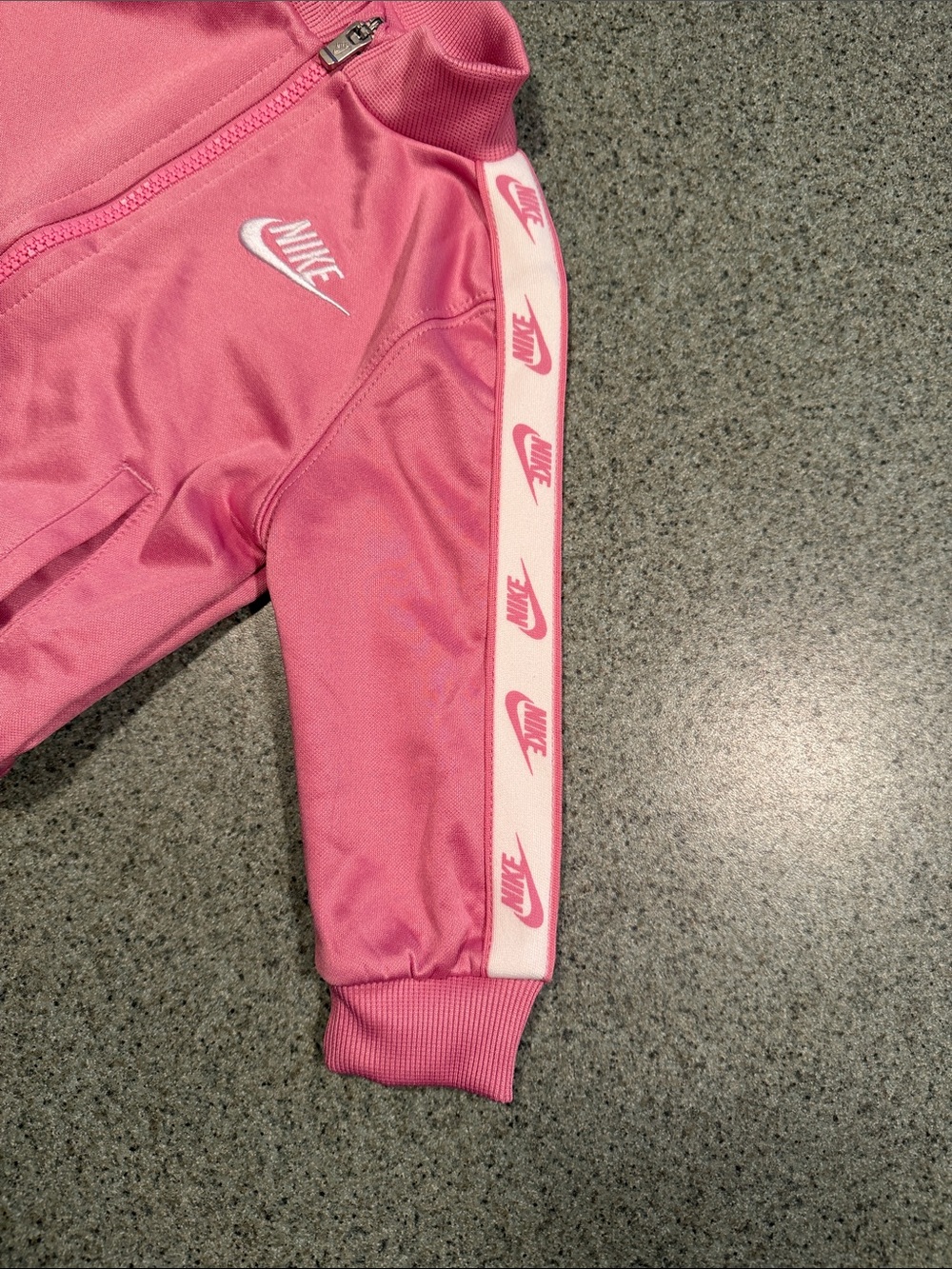 Nike Pink Girls' Zip Track Jacket with White Logo Tape - Picture 9 of 10
